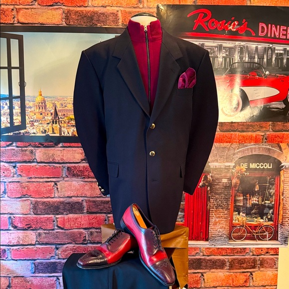 Gino Cappeli Classic Black Men's Blazer - Picture 1 of 17